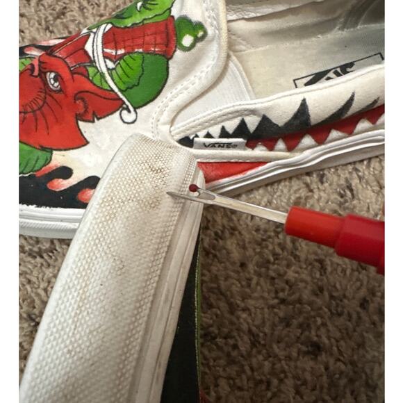 Vans Python Snake Devil Cat? Painted Slip On Sneakers Shoes Size M9.5 W11 - Picture 8 of 10